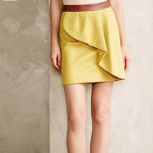 Anthropologie Mustard Yellow Ruffle Skirt
